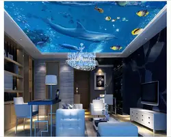 Пользовательские фото обои 3d Зенит фрески Синий Океан Дельфин Зенит Фреска потолка Настенные обои гостиной настенные украшения