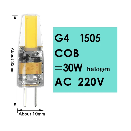 COB G9 G4 светильник светодиодный лампочка прожектор в форме кукурузы 110 В 220 В заменить 20 Вт, 30 Вт, 40 Вт, 50 Вт галогенные светильник затемнения 14 светодиодный s 22 светодиодный s 30 светодиодный s SMD 2835 - Испускаемый цвет: G4 1505 3W AC 220V