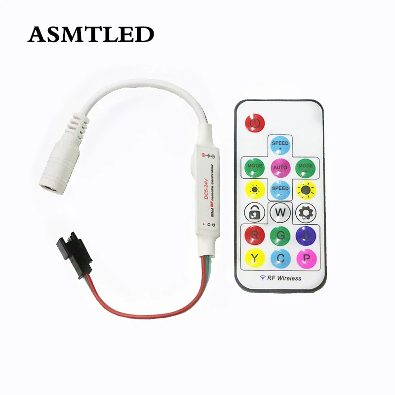

DC 5-24V Mini Wireless RF Pixel LED RGB Controller with 17Key Remote for 5V 12V WS2811 WS2812B SK6812 UCS1903 SM16703 LED Strip