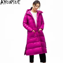 AYUNSUE Модные женские пуховики теплое зимнее пальто на белом утином пуху Женская Стеганая куртка Женская длинная парка Abrigo Mujer WXF364