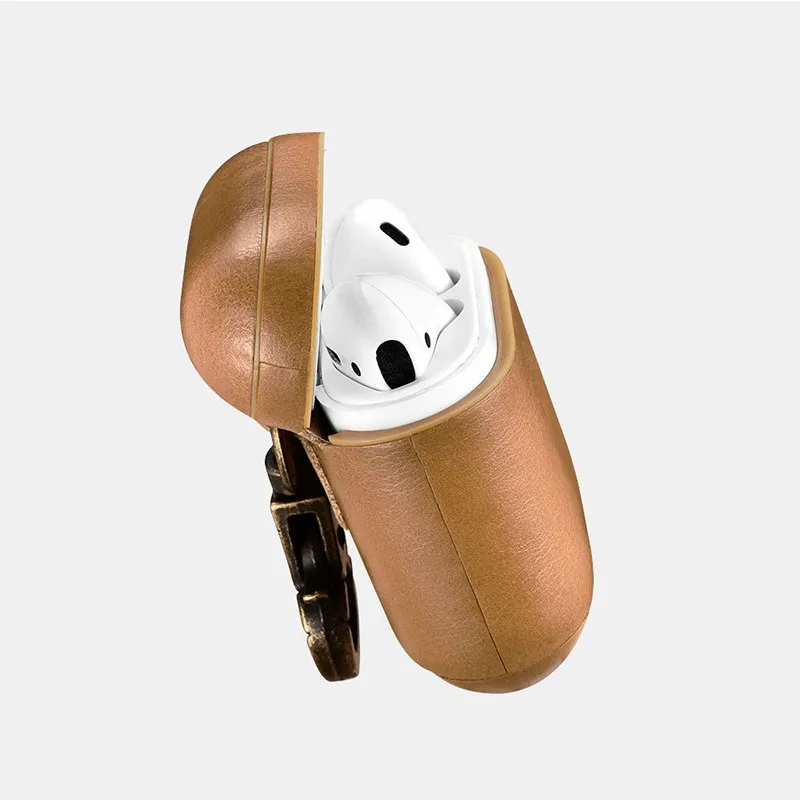 Чехол для наушников Apple airpods кожаный ремешок с кнопками чехол аксессуары защитный