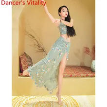 Танец живота вышитый бисером топ хип-шарф Летний сексуальный восточный индийский танец конкурс спектакль сценический костюм