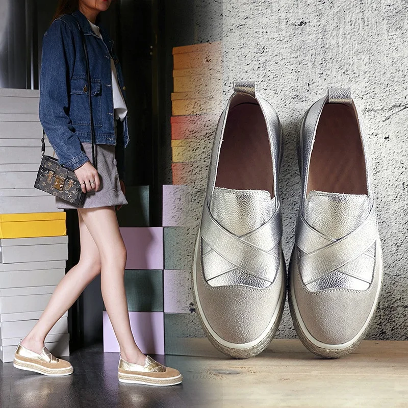 

2019 spring new thick-soled women's shoes round head one foot shallow mouth fisherman shoes flat peas cake shoes women