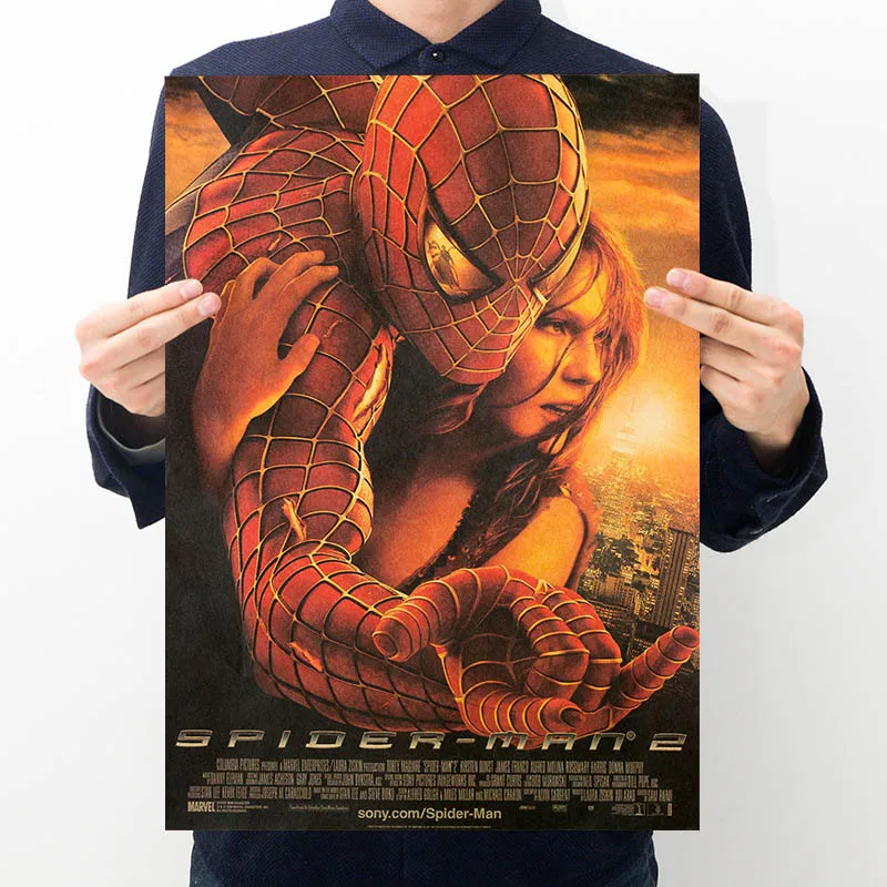 Marvel аниме супергерой мультфильм наклейка Классический Человек-паук плакат с суперменом ремесло печать наклейка на стену Мстители Ретро плакат - Цвет: Poster A