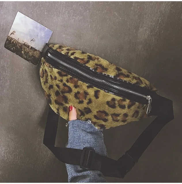 Новинка; Лидер продаж Leopard Для женщин Талия сумка Мягкие плюшевые поясная сумка осень-зима Дамская сумка груди Деньги поясная Сумка Bolso Cintura mujer - Цвет: Yellow