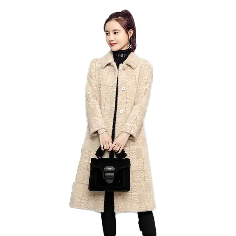 

2019 Autumn Winter Women Thicken Jacket Female Knitted Sweater Cardigan Soft Faux Mink Cashmere Coat Ladies Long Warm Tops M131