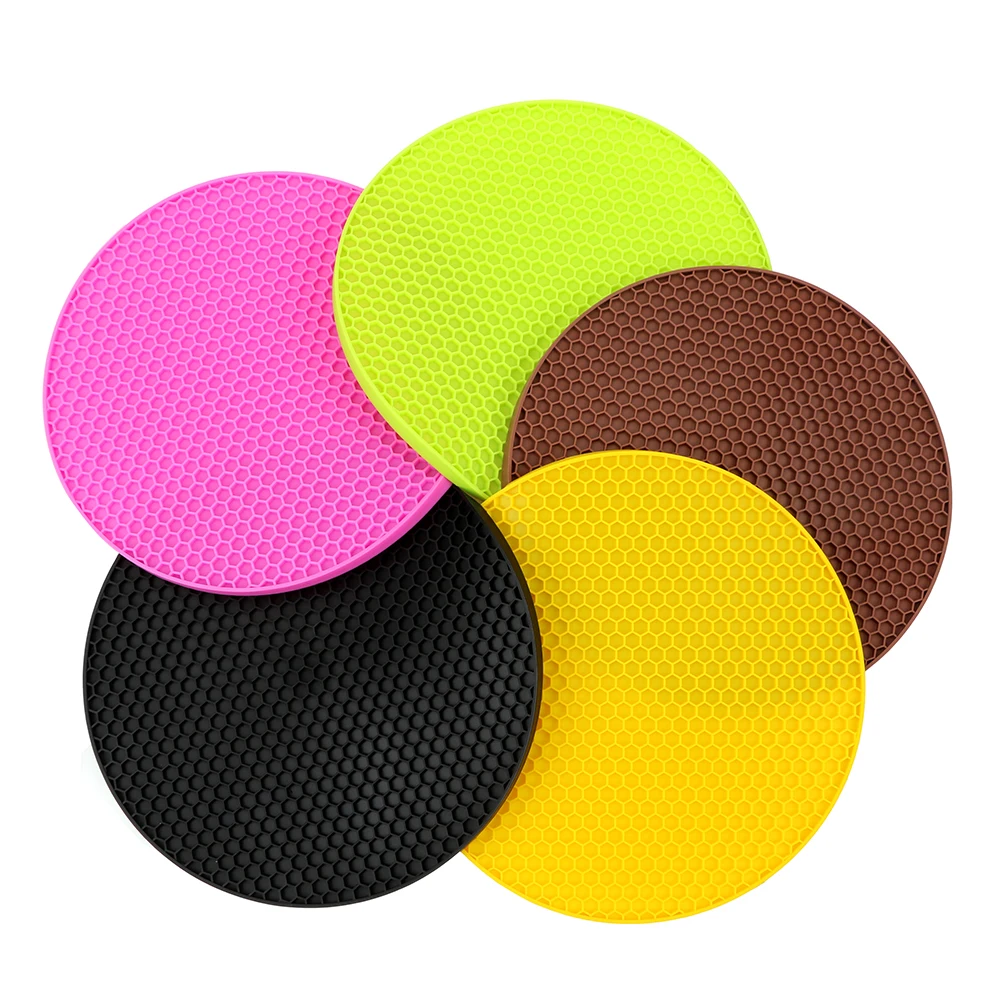 NICEYARD Heat Resistant Silicone Mat Round Kitchen Accessories Non-slip Pot Holder Drink Cup Coasters 18cm Table Placemat