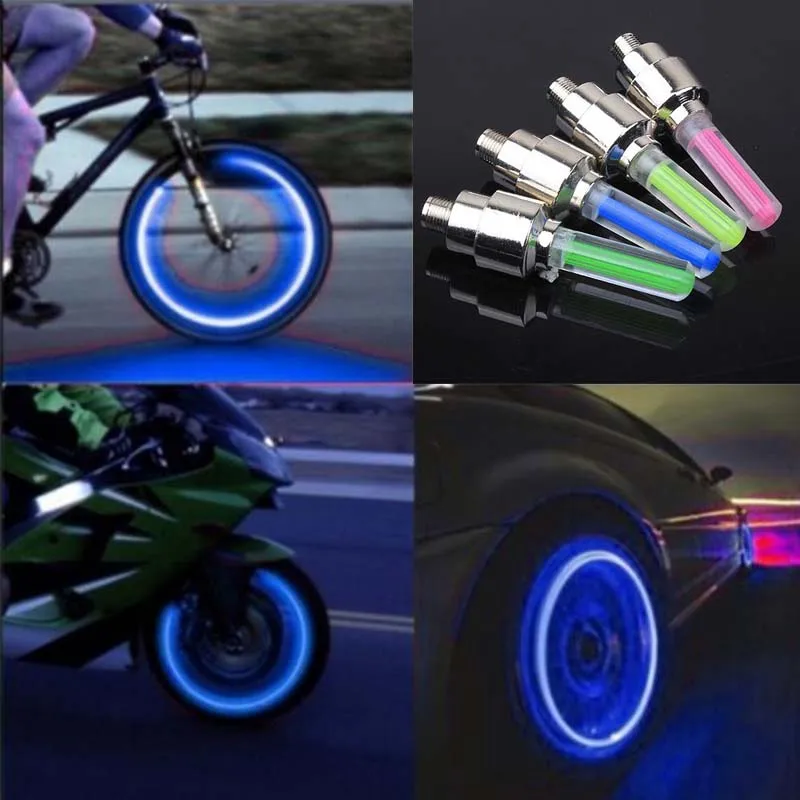 JinPmt fine craftsmanship 4 Pcs Wheel Tyre Neon Tire Valve Cap Flash Lamp For Bike Bicycle Motorcycle Wheel Tire Light Lamp in fine style 