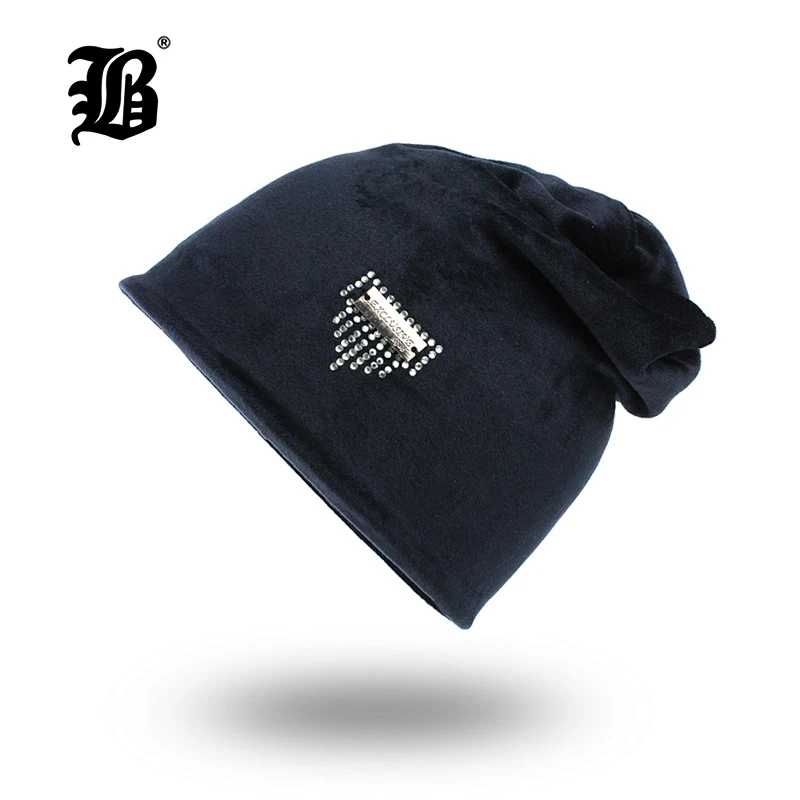 

[FLB] Winter Beanie Hats For Women Diamond Velvet Gorros For Girls Warm Fluff Beanies Cap With Ears Toucas Feminina InvernF18050