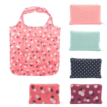 

Fashion Eco friendly Flower Print Foldable Handy Shopping Bag Reusable Household Tote Pouch Recycle Waterproof Storage Bag