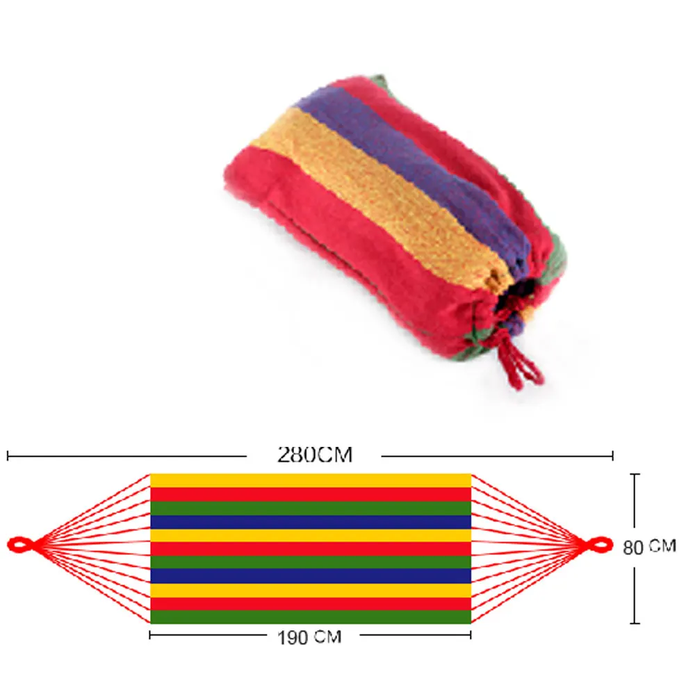 Химических волокон хлопка Портативный открытый гамак сад Спорт Путешествия Отдых Свинг полосой повесить кровать гамаки