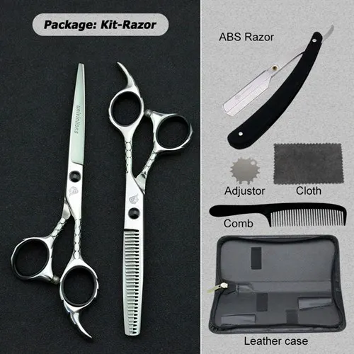 5.5/6" black gold barber hair scissors hairdressing scissors professional hair scisor barber supplies shears gift japan haircut - Color: 6016RAZOR