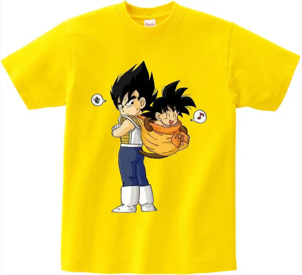 Японские футболки с аниме рисунком для мальчиков, футболка с драконом и шариком кунг-фу, футболка для подростков, для больших детей, детские летние топы с короткими рукавами, N - Цвет: yellow childreTshirt