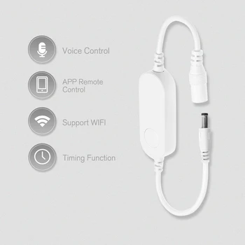 

WiFi LED Controller Wireless Strip Light Controller with RGBCW Interface Smart Phones App Colors Adjustable Voice Control