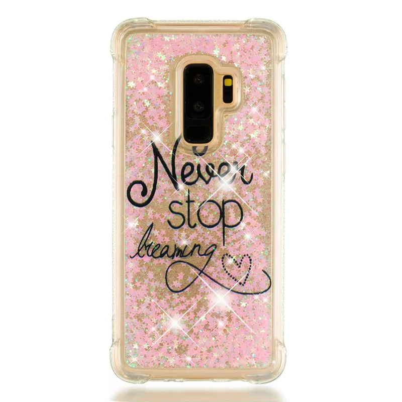 Liquid Case for Samsung Galaxy A6 A8 Plus 2018 S8 S9 Plus S6 S7 Edge Note8 Note9 S5 S6edge Glitter Love Silicone PC Full Cover (46)