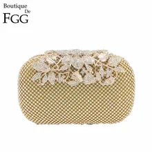 Famous Brand Women s Fashion Metal Flower Clasp Crystal Clutch Evening Bags Wedding Party Cocktail Shoulder
