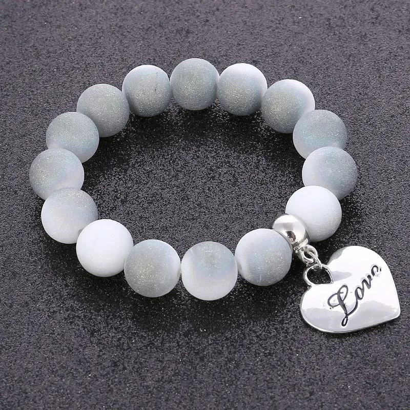 

Fashion High quality Gradient color Beads Bracelet Jewelry Wholesale Wrap Silver Pendant Bracelets & Bangles Women Gifft
