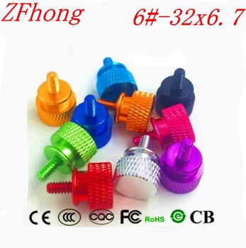 

20pcs 6#-32*6.7 Red anodizing aluminum step hand screw computer case screw