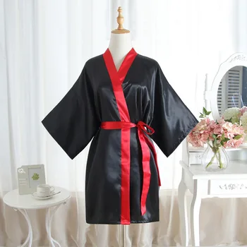 

Peignoir Femme short Bathrobe Ladies' Robe Dress Gown Women Elegant Nightgowns Kimono Lady Bathrobe Solid Nightdress One Size