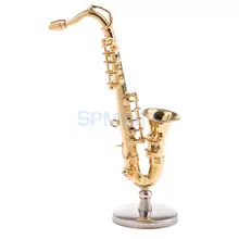 10 см медный тенор саксофон музыкальный инструмент w/коробка для кукольного домика орнамент домашний декор коллекционные изделия