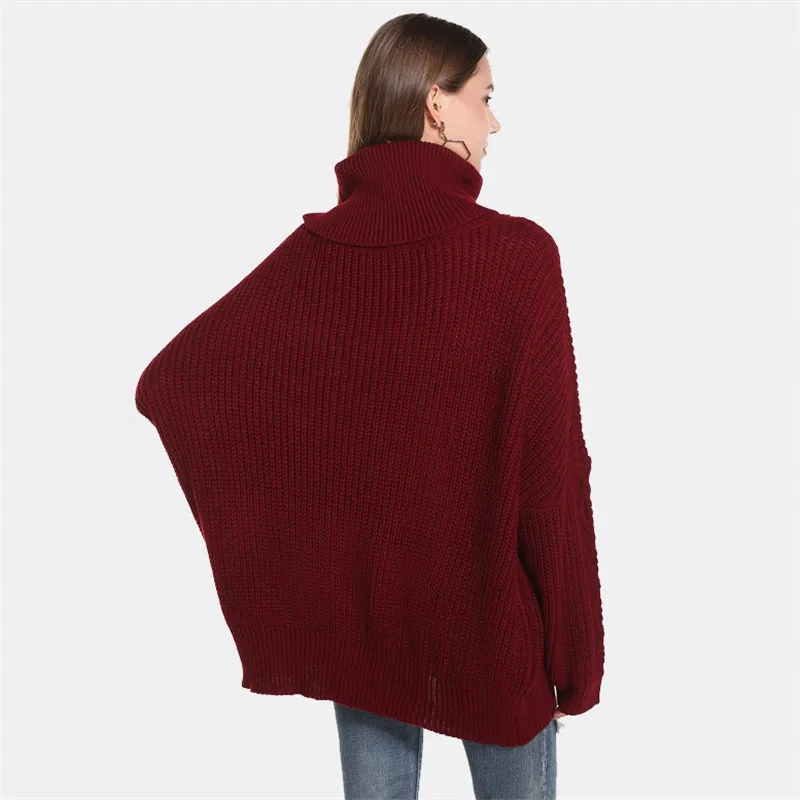 Turtleneck Sweater Women Solid Autumn Long Sleeve Knitted Sweaters and Pullovers Casual Loose Femme Winter Warm Sweater Mujer Sweaters