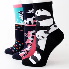 Новинка года; сезон осень-зима; женские носки с рисунками; красивый жаккард; носки с изображением пингвина и панды