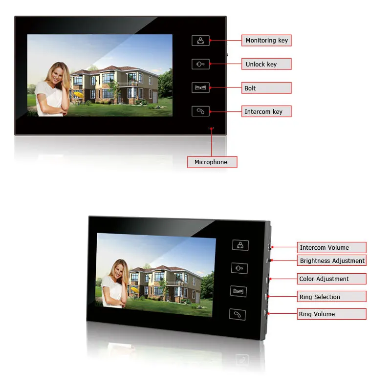 7 дюймов TFT сенсорный ключ ЖК-дисплей Экран Цвет видео-телефон двери дверной звонок Домофон Системы 700TVL Ночное видение Водонепроницаемый Камера домофона