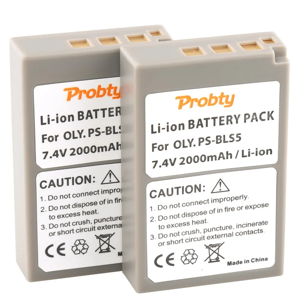 Probty 2PCS PS-BLS5 PS BLS5 Battery for OLYMPUS E-M10 EPL1 EPL3 EPL5 EP1 EP2 EP3 E-PL6 E400 E410 E420 E450 | Электроника