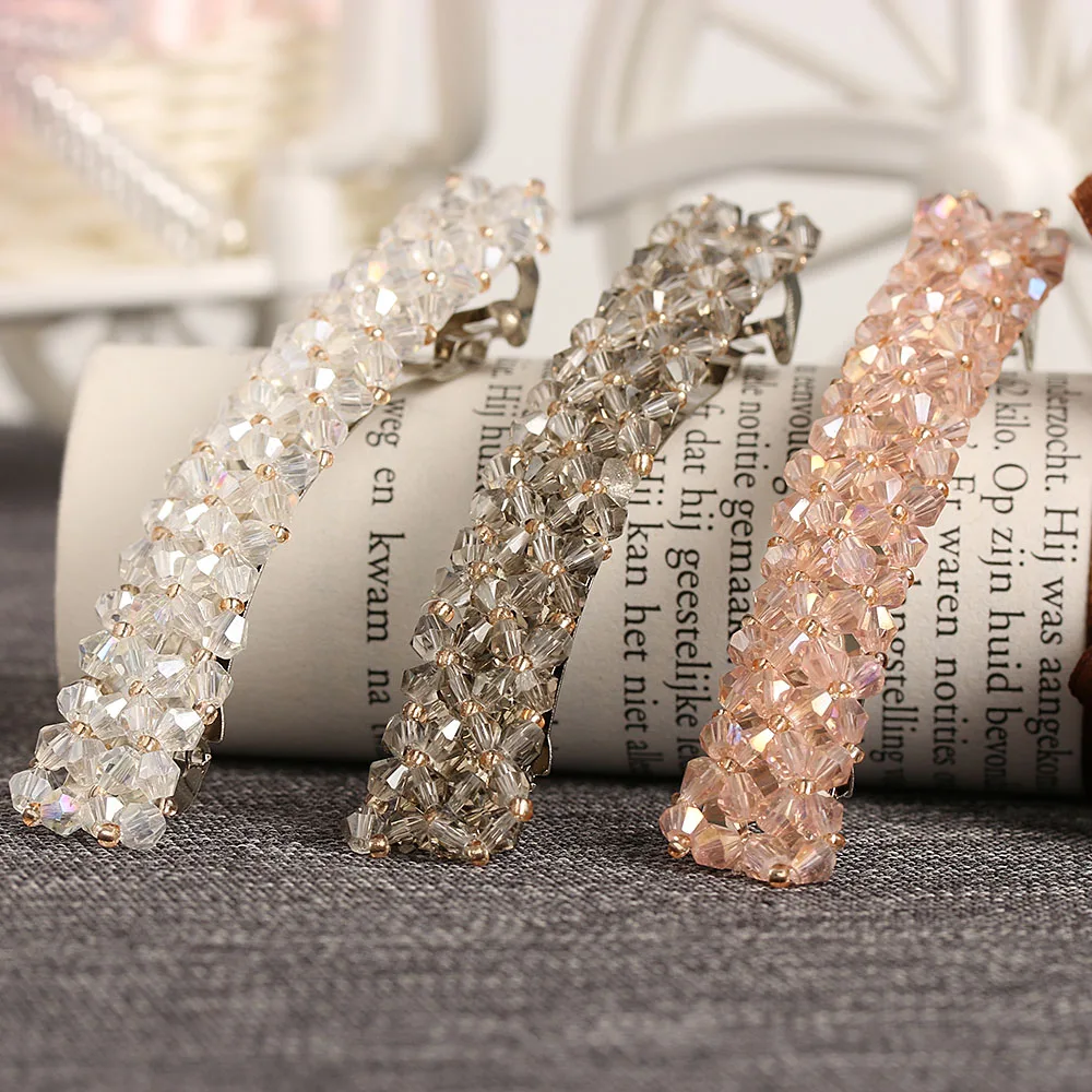 7 Colors Glitter Crystal Hairpins Headwear for Women Girls Bling Rhinestone Hair Clips Pins Barrette Styling Tools Accessories