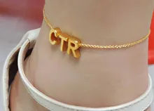 2015 free worldwide shipping, New Year uppercase chains, anklets personality, any three letters custom anklets, fashion jewelry