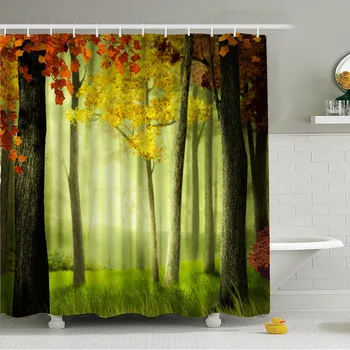 

2019 Multicolor Maple Print Shower Curtain Waterproof Shower Curtain Bathroom Bath Shower Curtain L704