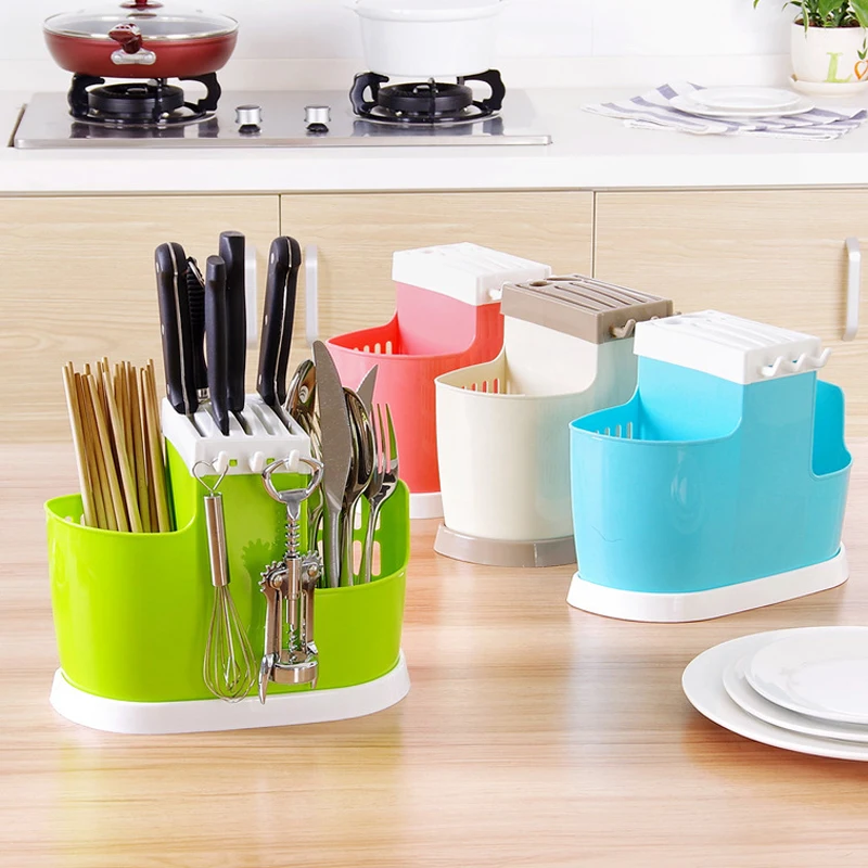 

Hoomall Plastic Chopstick Spoon Fork Storage Holder Multifunction Home Draining Rack Cutlery Tableware Kitchen Accessories