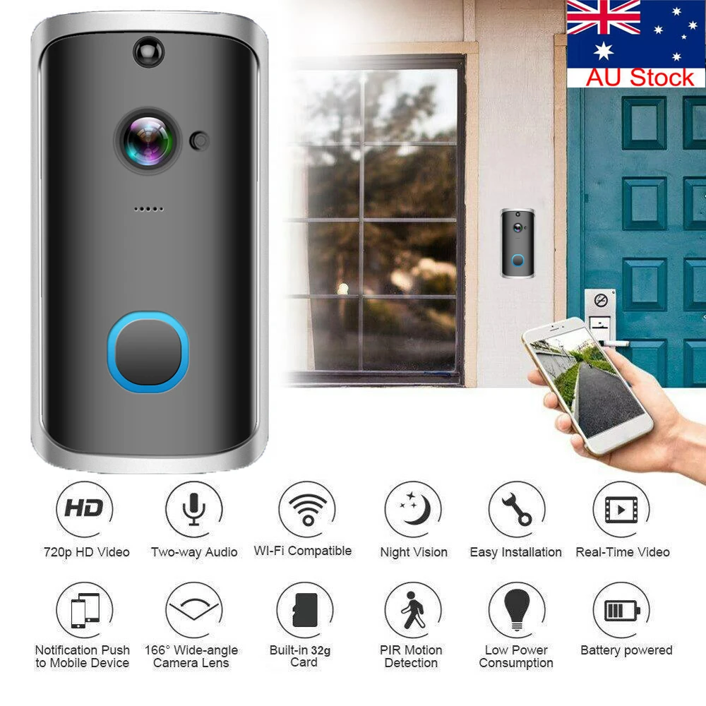 

Wireless Door Bell Chime Alert Ring Alarm Doorbell WiFi Video Smart Doorbell Security Camera HD