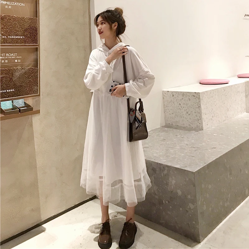Mihoshop Ulzzang Корейская женская модная одежда с капюшоном белое повседневное