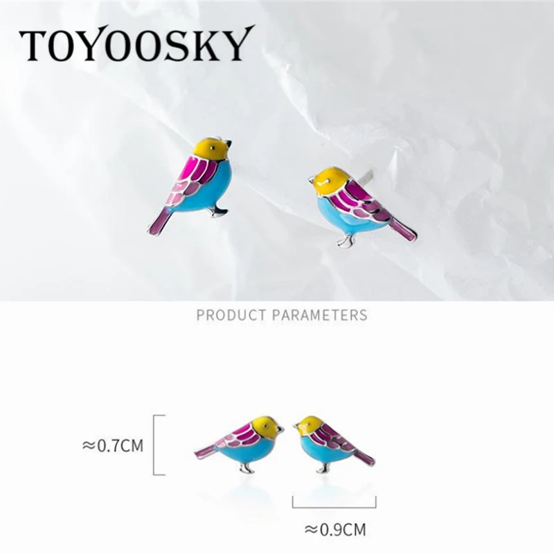 Женские серьги гвоздики TOYOOSKY из серебра 100% пробы с матовой маленькой