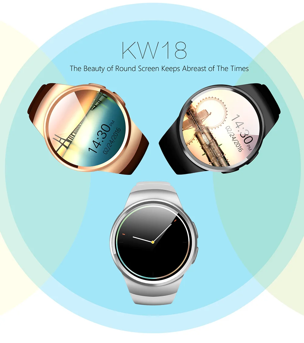 Низкая цена mart часы kw18 Smart Watch с Сим слот для карт