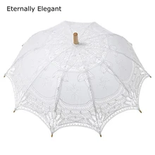 Вышитое белое/слоновая кость баттенбергское кружево зонтик Свадебный Зонтик Свадебные украшения