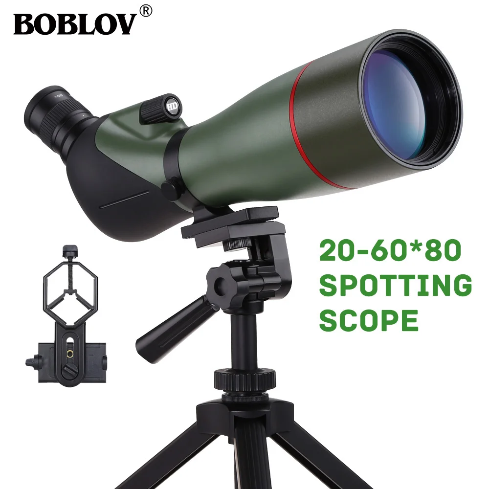 BOBLOV 20-60X80 Зрительная труба водонепроницаемый прицел для наблюдения за птицами мишень стрельба из лука диапазон активного отдыха со штативом