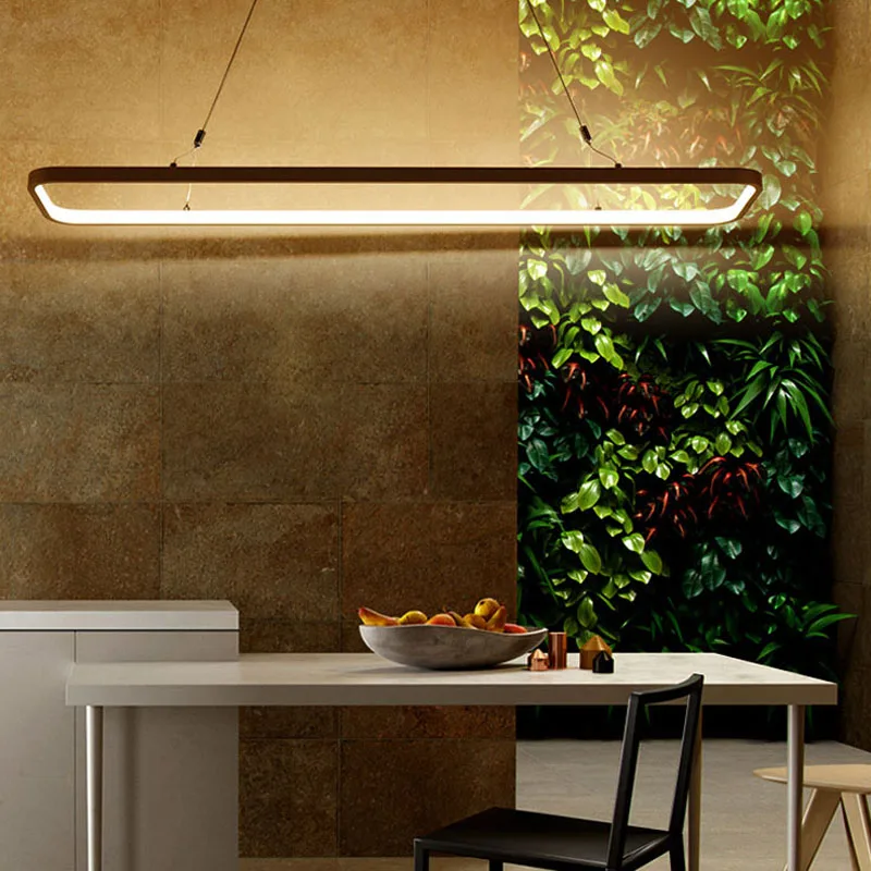 

Modern simple rectangular aluminum chandeliers led lights modern office lights bar lamp coffee shop lamps led fixture lamps