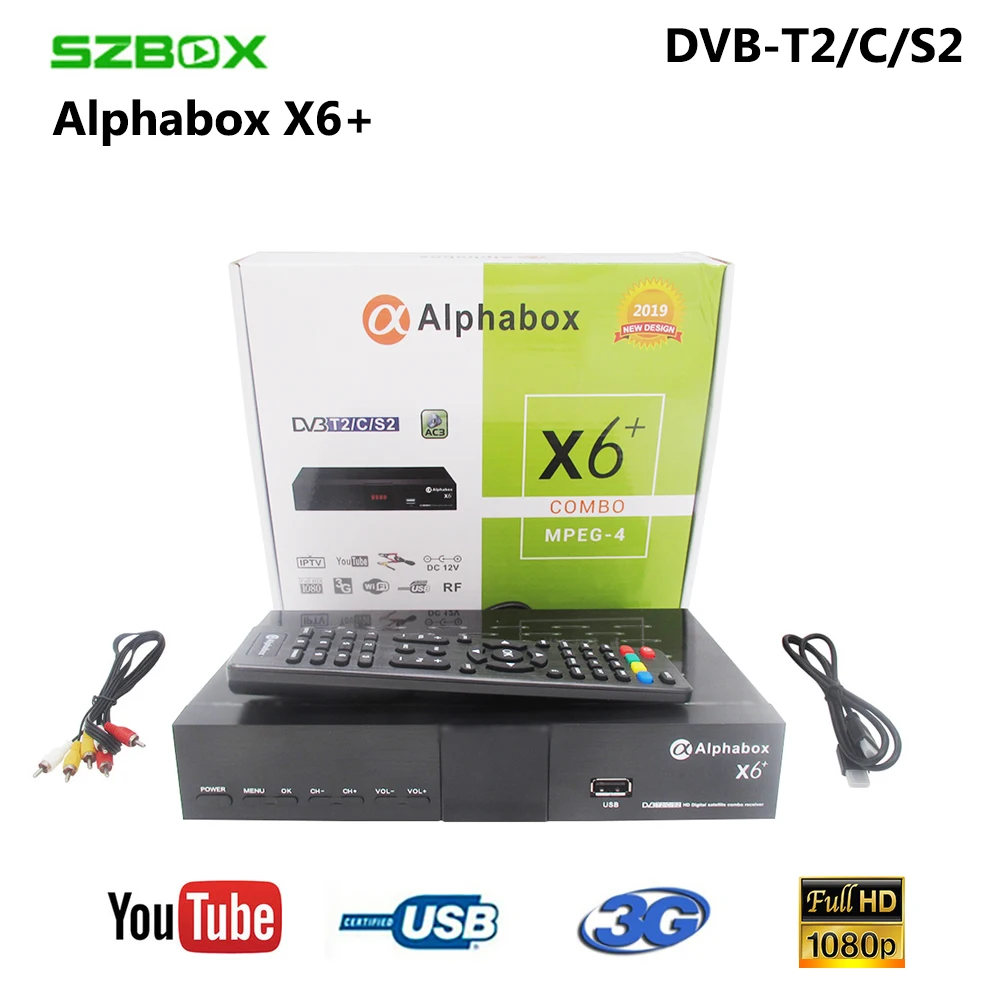 Alphabox X6+ комбинированный DVB-S2/T2/C спутниковый ТВ приемник Поддержка Cccam Newcamd Mgcamd Powervu Ключ ТВ Тернер USB Wifi alphabox x6