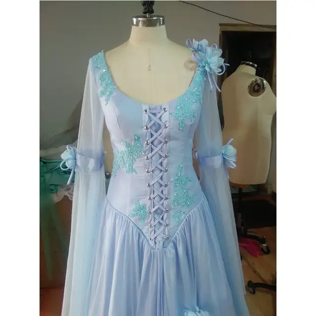 Online Shop Vintage Celtic Wedding Dress White And Pale Blue