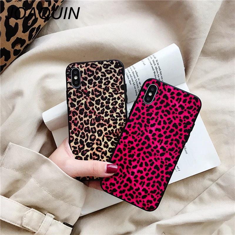 

case For iPhone XS XR XS Max X 8 7 6 6S Plus Fashion Vintage Leopard Print ultrathin glass Soft shell Phone Back Cover Cases