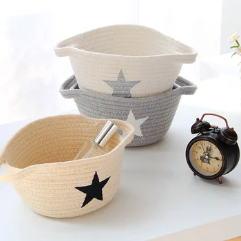 

Cotton Rope Weaved Storage Basket Nordic Simple Household Pentagram Storage Holder Organizer TB Sale