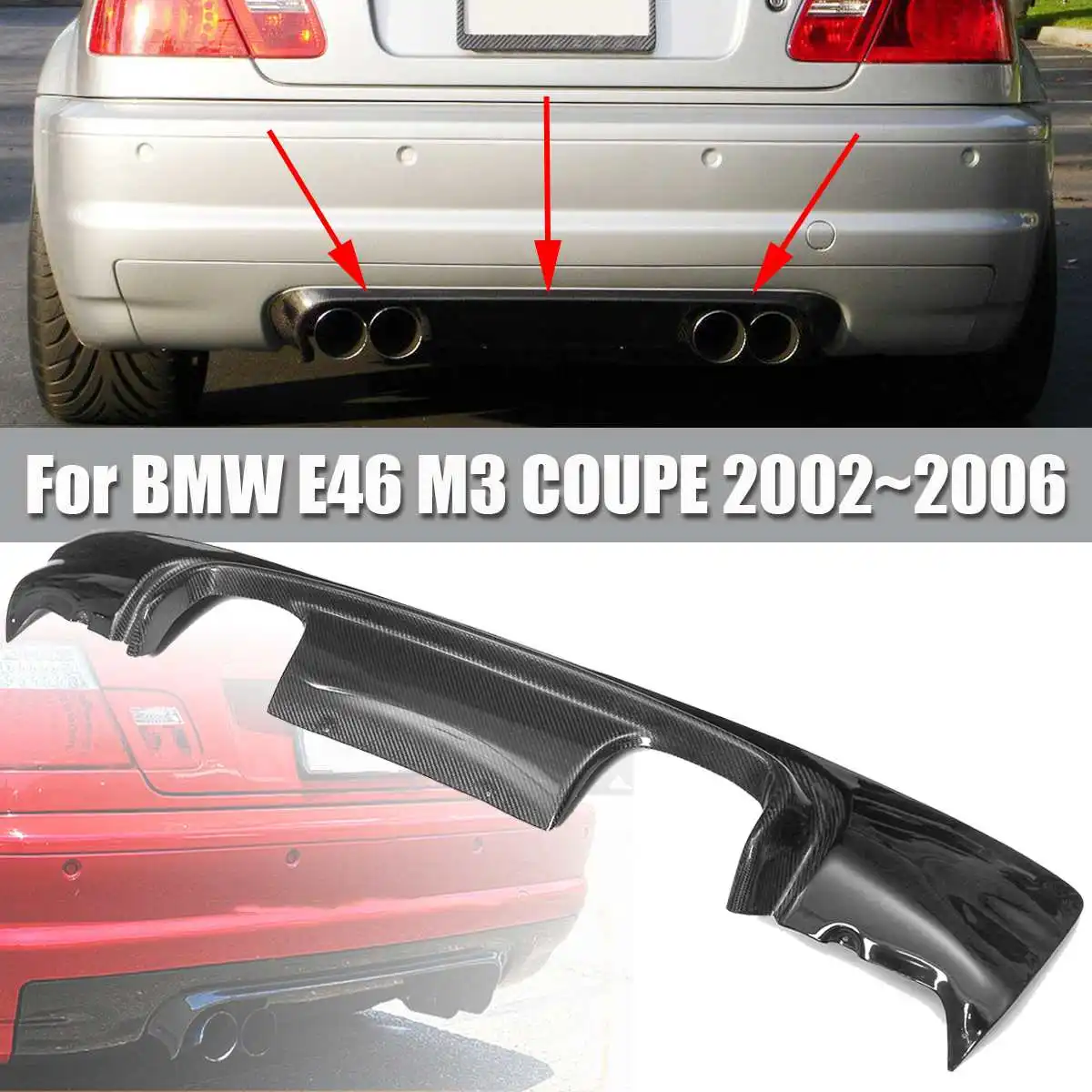 Модификация автомобиля универсальный спойлер шасси плавник Акулий плавник изгиб вставки заднего бампера Диффузор для BMW E46 M3 COUPE 2002~ 2006