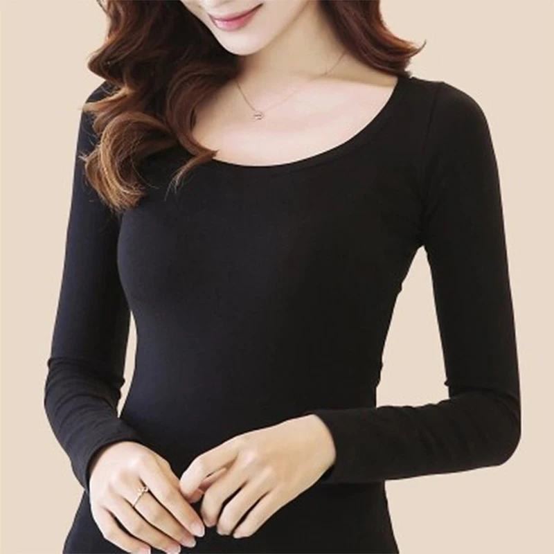 

Winter Women T Shirt Women Long Sleeve Casual Elegant Sheath Pullovers O Neck Women 2018 Solid Slim Standard Bodycon Female Tops