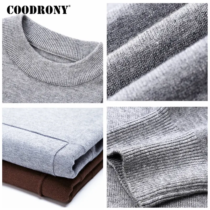 COODRONY رجل البلوزات 2018 الشتاء عيد الميلاد سترة الرجال السترة الرجال الكشمير الياقة المدورة سحب أوم الملابس جيرسي هومبر H007