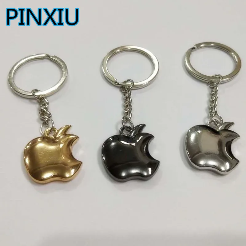 

PINXIU New Arrival Novelty Souvenir Metal Apple Key Chain Creative Gifts Keychain Key Ring Trinket Car Key Ring 3 Colors