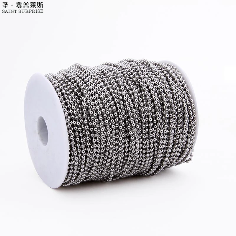 100 Meters 3.2mm Nickel Plated Steel Bead Ball Chain Roll Spool for Jewelry DIY Accessories