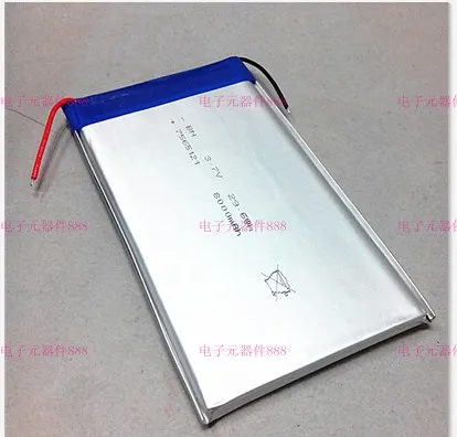 

Lithium batteries 7566120A product with 7565120 3.7V polymer lithium battery 8000 Ma mobile power Rechargeable Li-ion Cell Recha