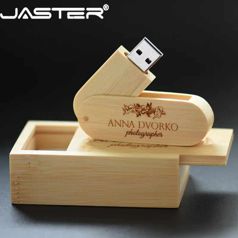 JASTER USB 2,0 деревянный логотип на заказ вращающийся деревянный флеш-накопитель карта памяти, Флеш накопитель 4G 8G 16GB 32GB 64GB креативный накопитель